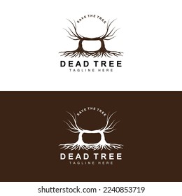 Tree Logo Design, Dead Tree Illustration, Wild Tree Cutting, Global Warming Vector, Earth Drought, Product Brand Icons