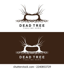 Tree Logo Design, Dead Tree Illustration, Wild Tree Cutting, Global Warming Vector, Earth Drought, Product Brand Icons