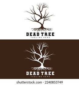 Tree Logo Design, Dead Tree Illustration, Wild Tree Cutting, Global Warming Vector, Earth Drought, Product Brand Icons