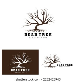 Tree Logo Design, Dead Tree Illustration, Wild Tree Cutting, Global Warming Vector, Earth Drought, Product Brand Icons