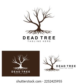 Tree Logo Design, Dead Tree Illustration, Wild Tree Cutting, Global Warming Vector, Earth Drought, Product Brand Icons