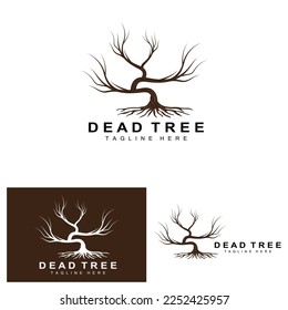 Tree Logo Design, Dead Tree Illustration, Wild Tree Cutting, Global Warming Vector, Earth Drought, Product Brand Icons