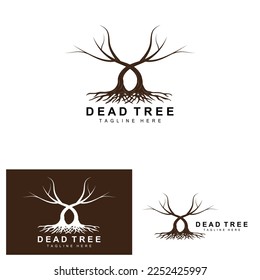 Tree Logo Design, Dead Tree Illustration, Wild Tree Cutting, Global Warming Vector, Earth Drought, Product Brand Icons