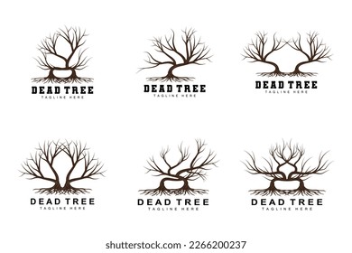 Tree Logo Design, Dead Tree Illustration, Wild Tree Cutting, Global Warming Vector, Earth Drought, Product Brand Icons