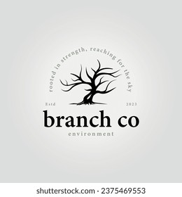 Tree Logo Design, Dead Tree Illustration, Wild Tree Cutting, Global Warming Vector, Earth Drought, Product Brand Icons