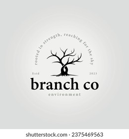 Tree Logo Design, Dead Tree Illustration, Wild Tree Cutting, Global Warming Vector, Earth Drought, Product Brand Icons