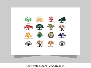 Diseño del logotipo del árbol, Colección diversa del logotipo del árbol para el diseño del Vector de los conceptos de la marca y de la Naturaleza 