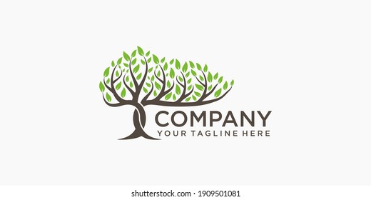 tree logo design elements. Green Garden Vector Logo Template and business card design