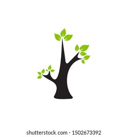 Tree logo design graphics, green leaves, branches and roots