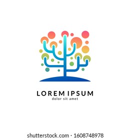 Tree logo design, green nature, environmental logo, growth symbol, family trees, financial icon, vector illustration