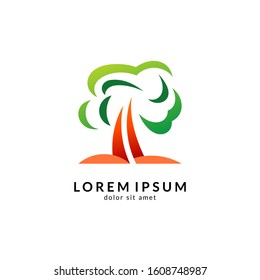 Tree logo design, green nature, environmental logo, growth symbol, family trees, financial icon, vector illustration