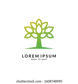 Tree logo design, green nature, environmental logo, growth symbol, family trees, financial icon, vector illustration
