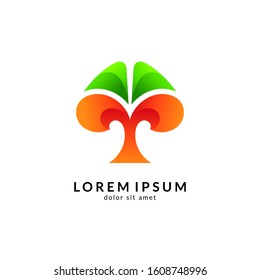 Tree logo design, green nature, environmental logo, growth symbol, family trees, financial icon, vector illustration