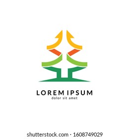 Tree logo design, green nature, environmental logo, growth symbol, family trees, financial icon, vector illustration