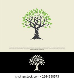 Tree logo design with green and white . Premium Vector tree logo collections, perfect for company logo or branding.