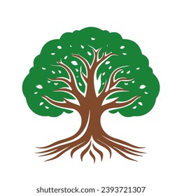 Tree logo design. Tree icon isolated. Cute tree symbol with leaves. Vector illustration.