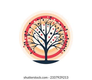Tree logo design. Illustration of color tree for web design, mobiile app and business card. High quality tree minimalistic logo.