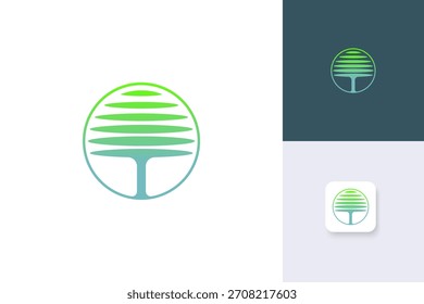 Plantilla de Vector de ilustración de diseño de logotipo de árbol