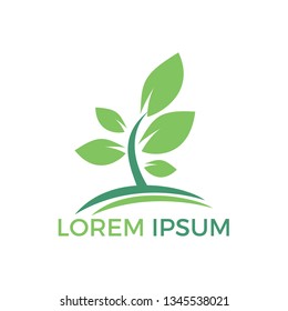 Tree logo design. Minimalist green tree logo symbol. Enviromental health and nature logo.