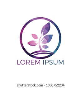 Tree logo design. Minimalist green tree logo symbol. Enviromental health and nature logo.