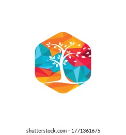 Tree logo design. Minimalist green tree logo symbol. 