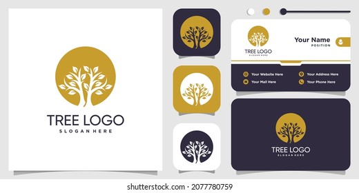 Tree logo design with modern abstract concept Premium Vector