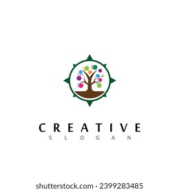 tree logo design natural eco vector leaf growth