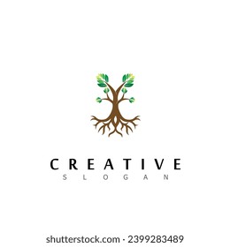 tree logo design natural eco vector leaf growth