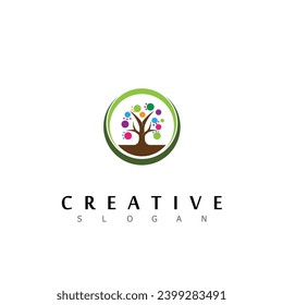 tree logo design natural eco vector leaf growth