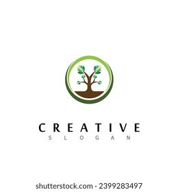 tree logo design natural eco vector leaf growth