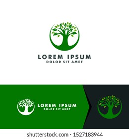 Tree logo design, nature forest icon vector illustration