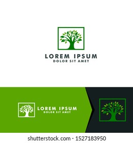 Tree logo design, nature forest icon vector illustration
