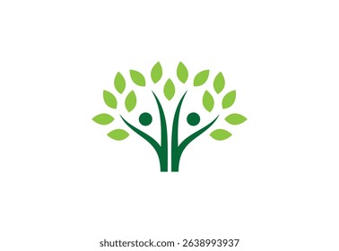 tree logo design people vector illustration