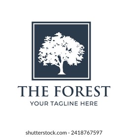 Tree logo design. Pine forest logo vector illustration