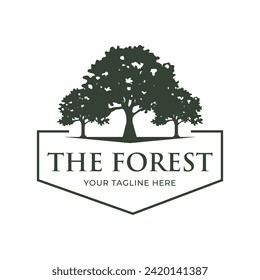 Tree logo design. Pine forest logo vector illustration