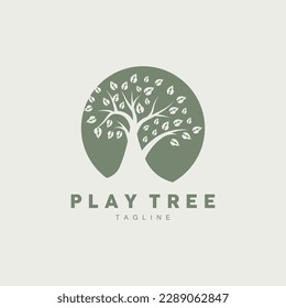 Tree Logo Design, Playground Vector, Education Tree Icon