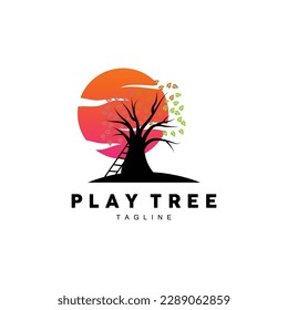 Tree Logo Design, Playground Vector, Education Tree Icon