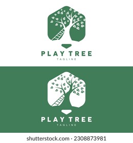 Tree Logo Design, Playground Vector, Education Tree Icon
