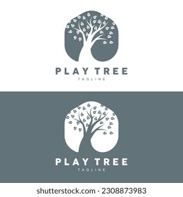 Tree Logo Design, Playground Vector, Education Tree Icon