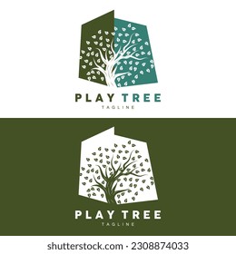 Tree Logo Design, Playground Vector, Education Tree Icon