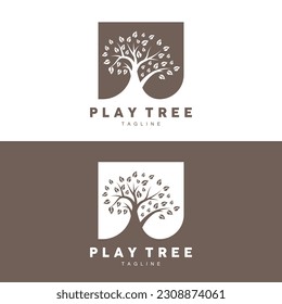 Tree Logo Design, Playground Vector, Education Tree Icon