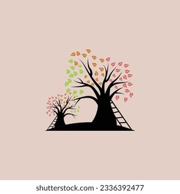 Tree Logo Design, Playground Vector, Education Tree Icon