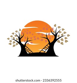 Tree Logo Design, Playground Vector, Education Tree Icon