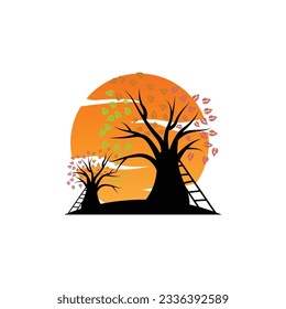 Tree Logo Design, Playground Vector, Education Tree Icon
