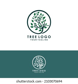  tree logo design, root vector - Tree of life logo design inspiration isolated on white background.