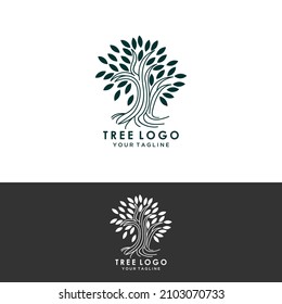  tree logo design, root vector - Tree of life logo design inspiration isolated on white background.