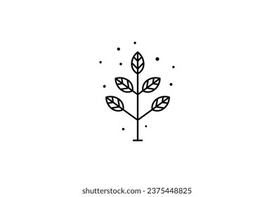 tree logo design in simple line art design style decorated with bubbles