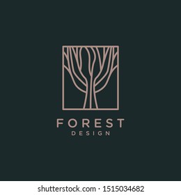 Tree logo design template. Abstract outline icon of trees, garden. Vector emblem for business design, badge.