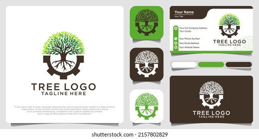 tree logo design template, premium vector