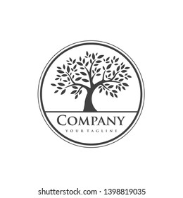 tree logo design with text inside circle frames